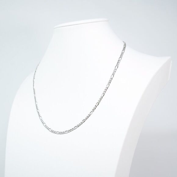 14k White Gold Figaro Chain. 20 inches - Picture 10 of 11